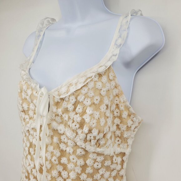 Lulus Charmaine White / Nude‎ Embroidered Mini Babydoll Top Mini Dress Medium - Picture 5 of 13